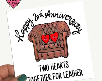 3rd Anniversary Card | Leather, 'three Years Down' - Etsy