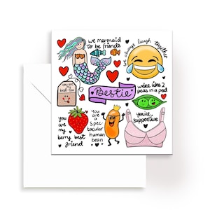 Carte meilleur ami, carte bestie, carte pour votre meilleure amie, jeux de mots idiots pour elle, carte calembour