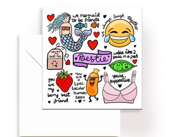 Best friend card, bestie card, card for your bff, silly puns for her, punny card