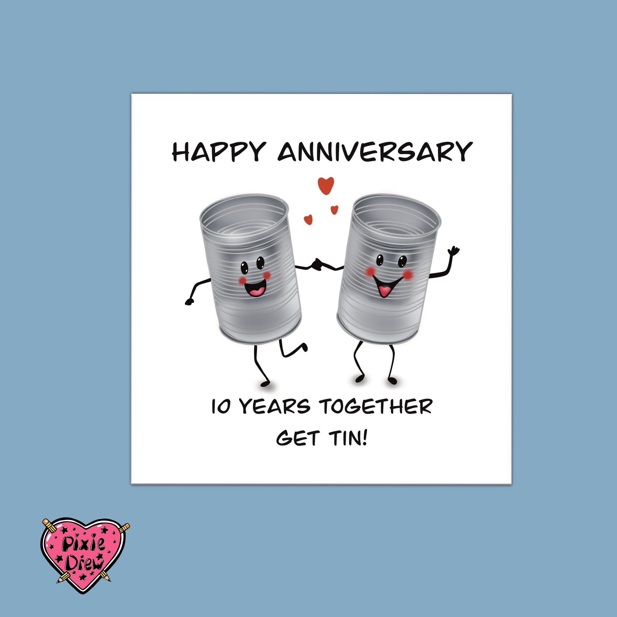 Tin Anniversary Card, Happy Tenth Anniversary Card With 2 Tins - Etsy