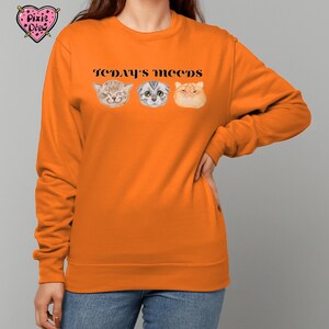 Funny Cat sweatshirt, cat moods jumper in orange, pink or green image 7