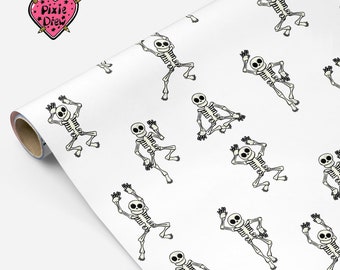 Hand Drawn Dancing Skeleton Wrapping Paper A1, Studio Printed Gothic Gift Wrap Sheet