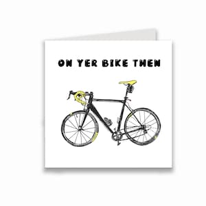 Carte de départ drôle de collègue de travail, carte de départ de cycliste carré, carte de départ de vélo, carte de collègue pour un nouvel emploi.