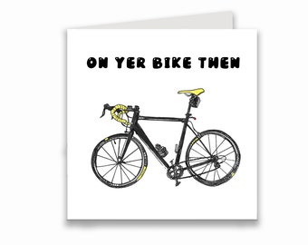 Funny Workmate leaving card, A4 or Square cyclist leaving card, bicycle leaving card, Coworker card for a new job.