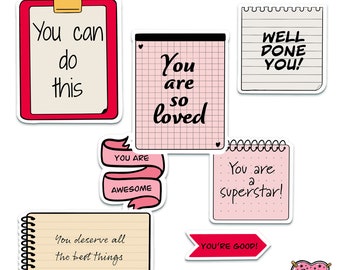 Affirmation stickers, sticky notes, mental health stickers