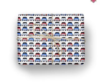 Classic mini Gift wrap, car wrapping paper, vehicle gift wrap, novelty print gift wrap, wrapping paper