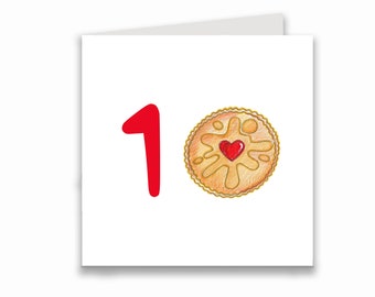 Jammy Dodger Birthday card for 10th, 20th, 30th, 40th, 50th, 60th birthdays