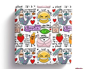 Best Friend gift wrap, Bestie wrapping paper, wrapping paper for your BFF, novelty print gift wrap.