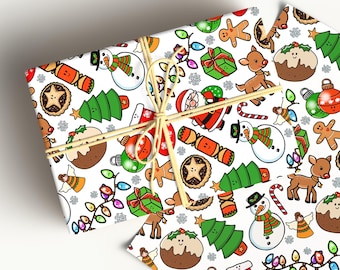 Christmas Wrapping Paper, Hand-Drawn Holiday Design