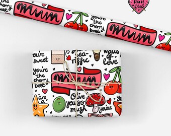 Mum wrapping paper, mothers day gift wrap, wrapping paper for her, punny novelty print gift wrap.