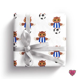 Ozzy owl gift wrap, owls wrapping paper,  Sheffield Wednesday gift wrap, wrapping paper for him, novelty print gift wrap.