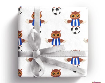 Ozzy owl gift wrap, owls wrapping paper,  Sheffield Wednesday gift wrap, wrapping paper for him, novelty print gift wrap.