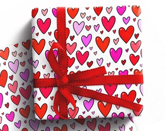 Love Heart Wrapping Paper, Valentine's Day Gift Wrap