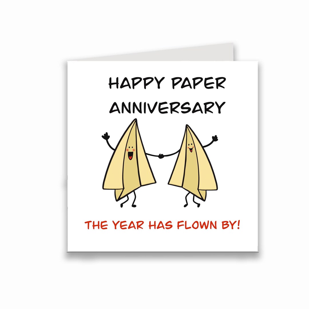 Paper Anniversary Card for Your 1st Anniversary, One Year Anniversary ...