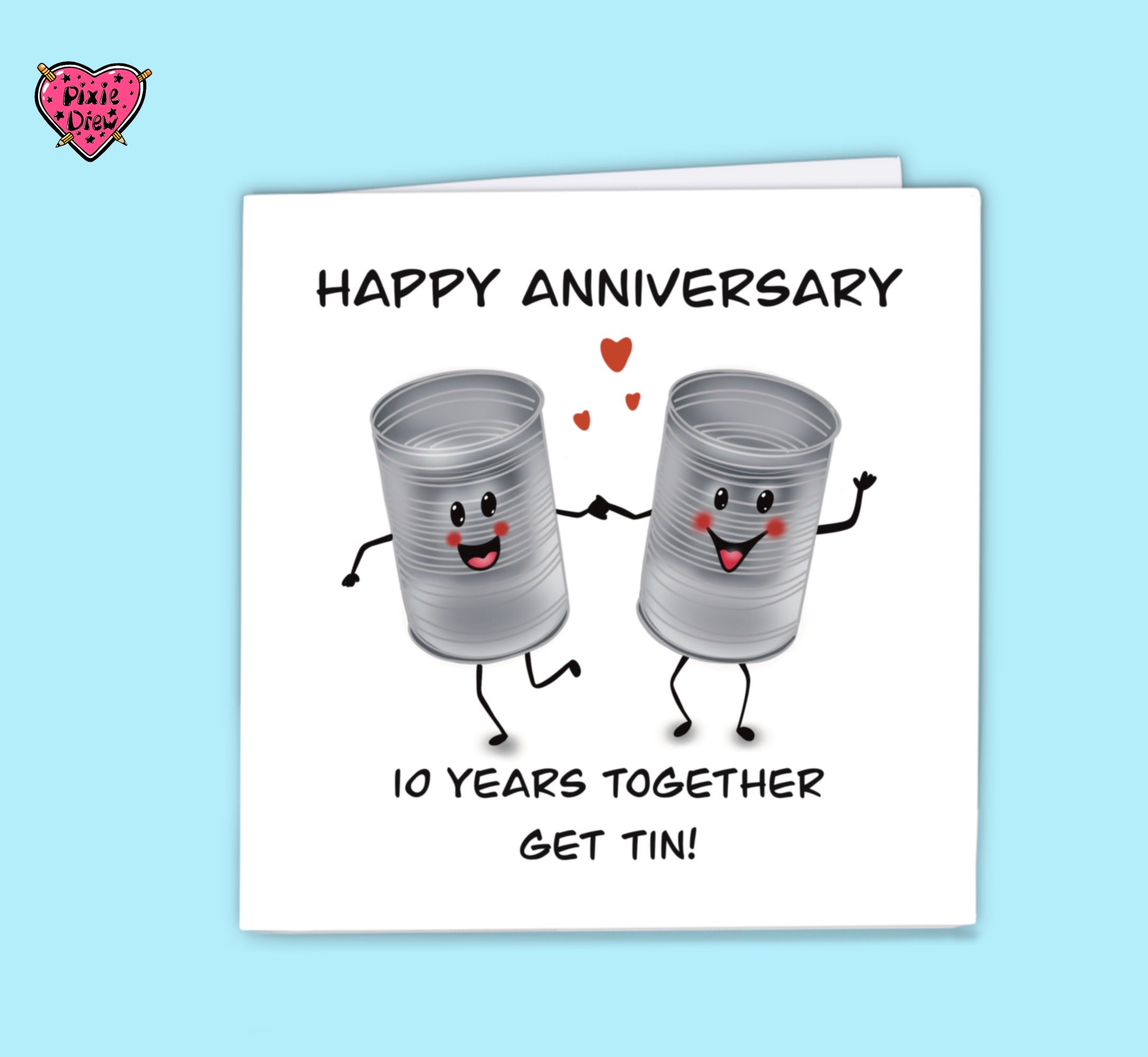 Tin Anniversary Card, Happy Tenth Anniversary Card With 2 Tins - Etsy