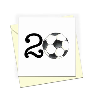Carte de 20 ans, carte de football de 20 ans, carte de football de 20 ans, carte pour lui, carte pour elle