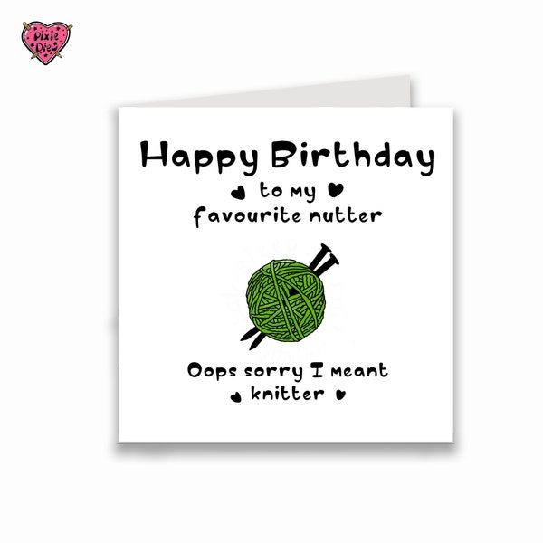 Knitters birthday card, funny knitting birthday card with a ball of wool, card for someone who knits