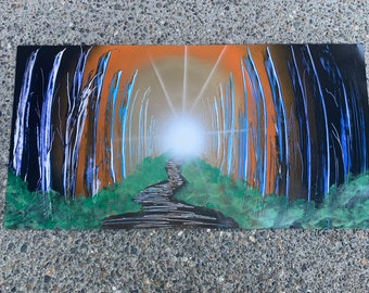 Forest hallway handmade spray paint poster