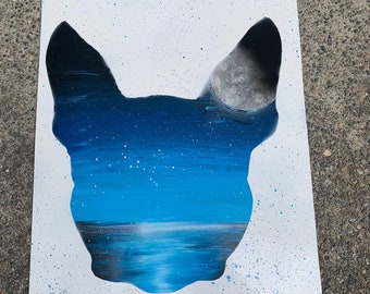 Puppy Reflection handmade spray paint art poster