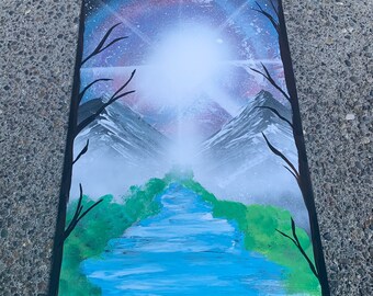 River journey handmade spray paint poster