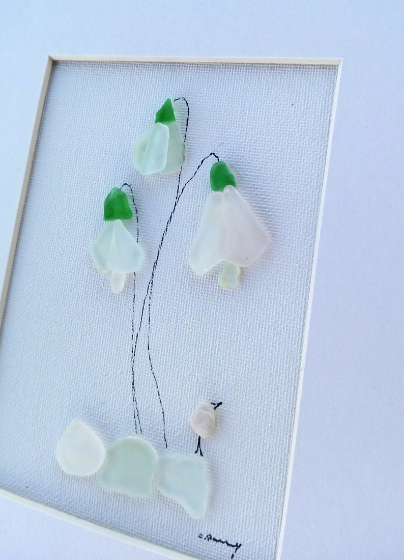 Sea glass flowers sea glass wall art pebble art flowers Etsy