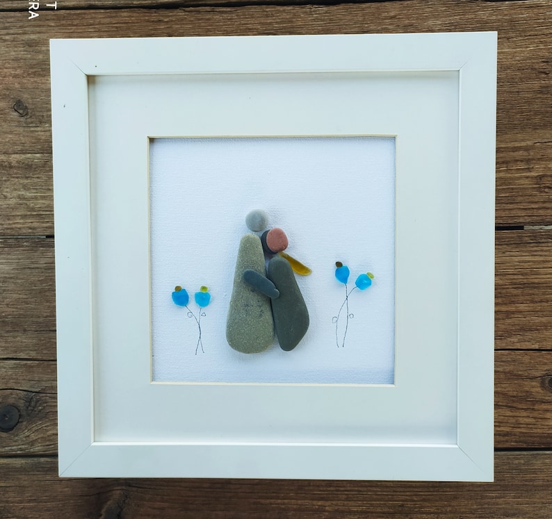 Couple art Pebble art couple birthday couple gift couple gift christmas couple gift anniversary sea glass couple Couple wall art