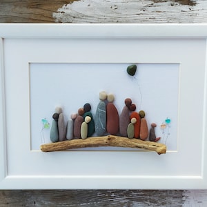 family pebble art picture,personalized family gift,pebble art family, anniversary gift art,custom order, Custom family order gift,home decor