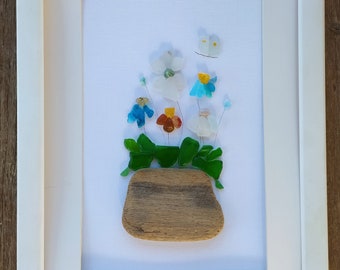 pebble art flowers big, sea glass flowers, Adriatic sea,home decor, wall art flowers, new home gift, housewarming gift,driftwood flower