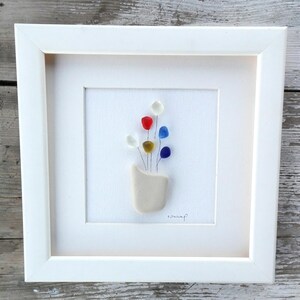 Art commission Fine art Pebbles Art Mother\u2019s Day Bouquet Unique Pebble Art Flower Vase Sea Glass Art Wedding,Beach Wall Art Wall art