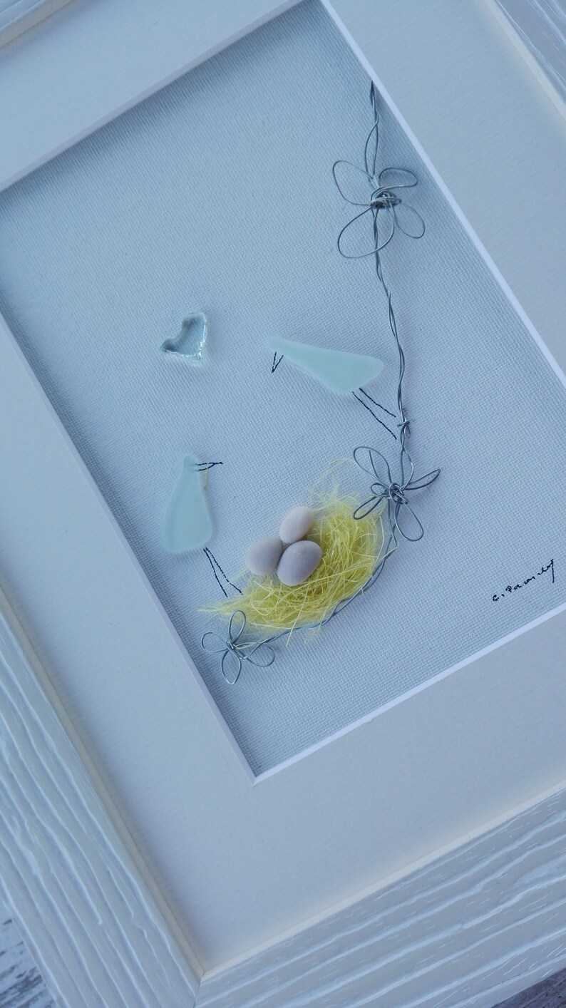new home home decor Birds family housewarming gift Pebble art birds Anniversary gift birds nest