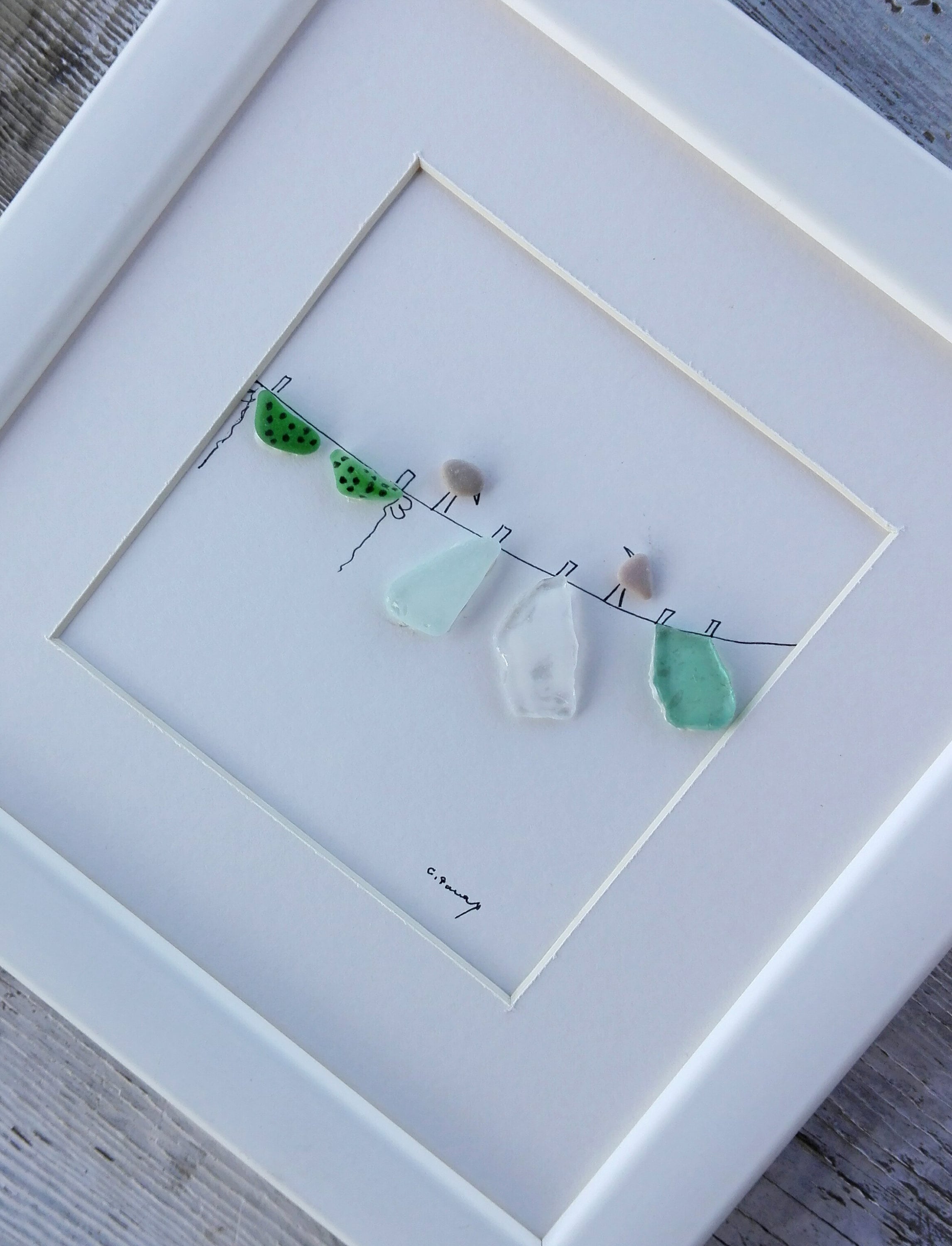 Pebble art Sea glass art sea glass image cottage decor Etsy
