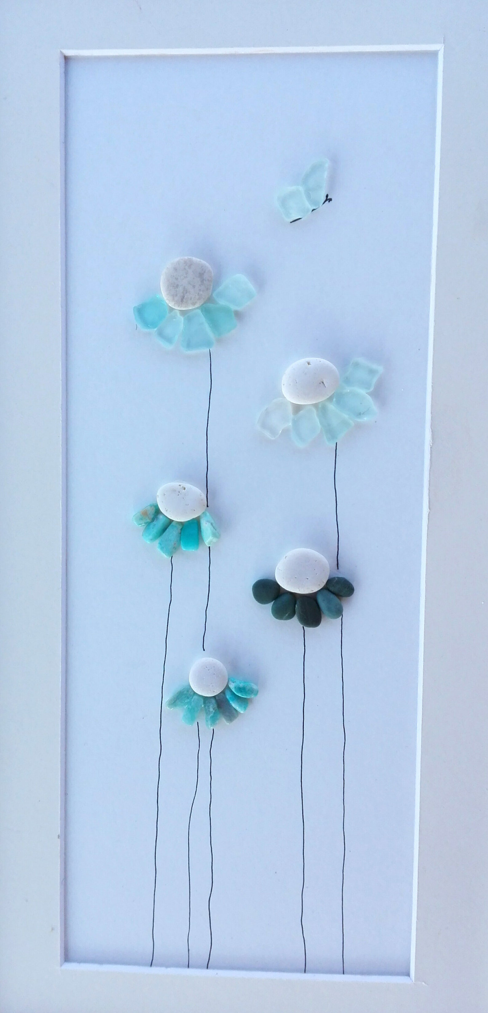 Flowers Sea Glass Picture Flowers Wall Art Pebble Etsy