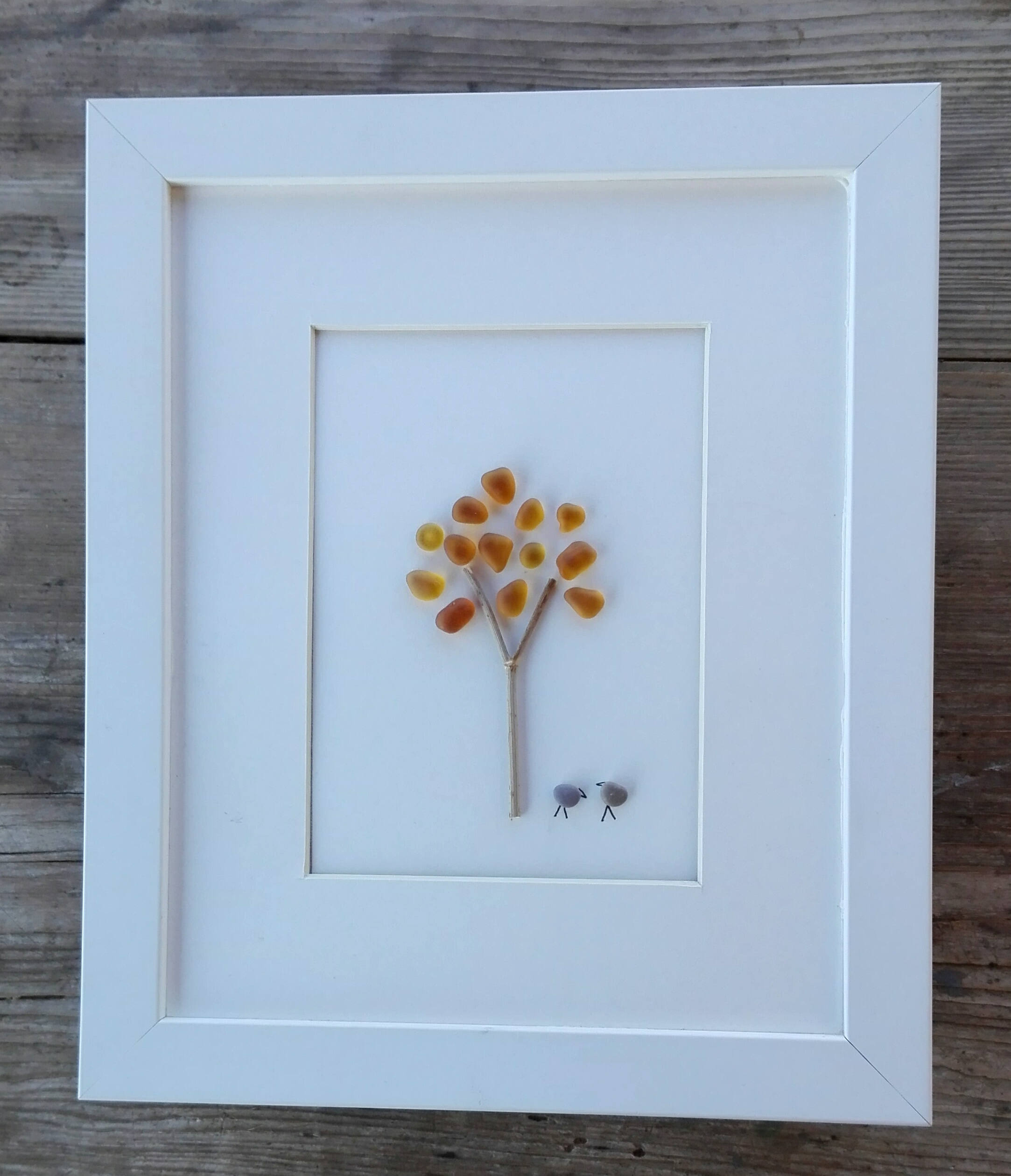 Pebble art Sea glas art Sea glass image Pebble art tree Etsy