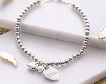 Personalised Silver Slider Bracelet Engraved Gifts For Mum Nana Sister Daughter Loved Ones Birthday Mothers Day Gift Boxed