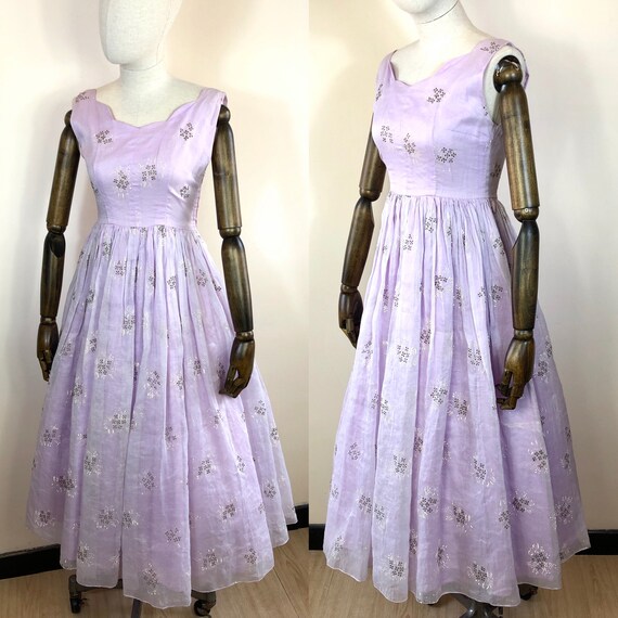 1950’s Original Vintage Hand Painted Lilac Purple