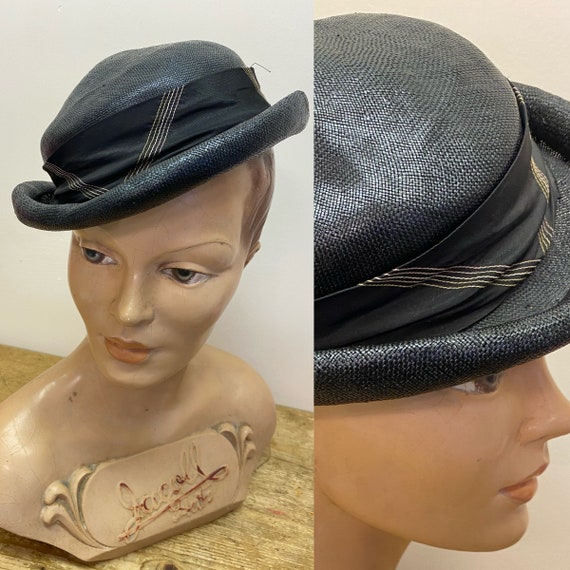 Original 1930’s Black Straw Hat