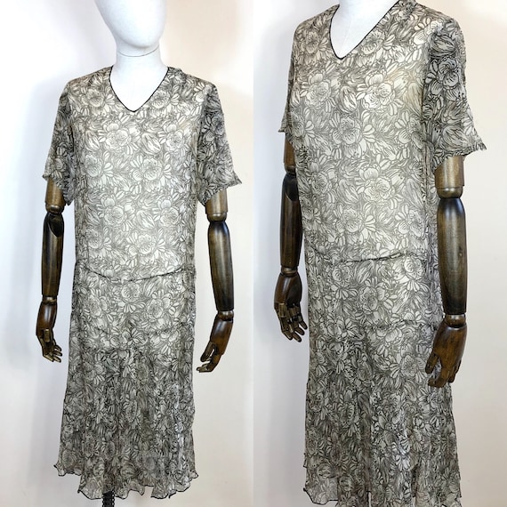 1930’s Original Vintage Silk Chiffon Sheer Floral