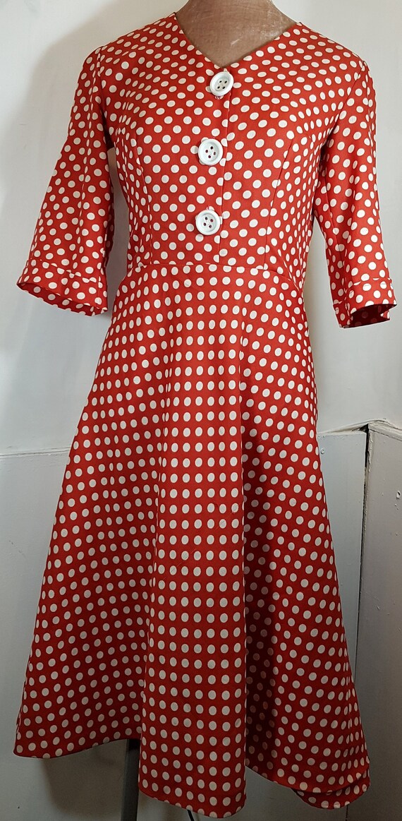1960s Vintage Womens Red White Polka Dot Dress Small Etsy