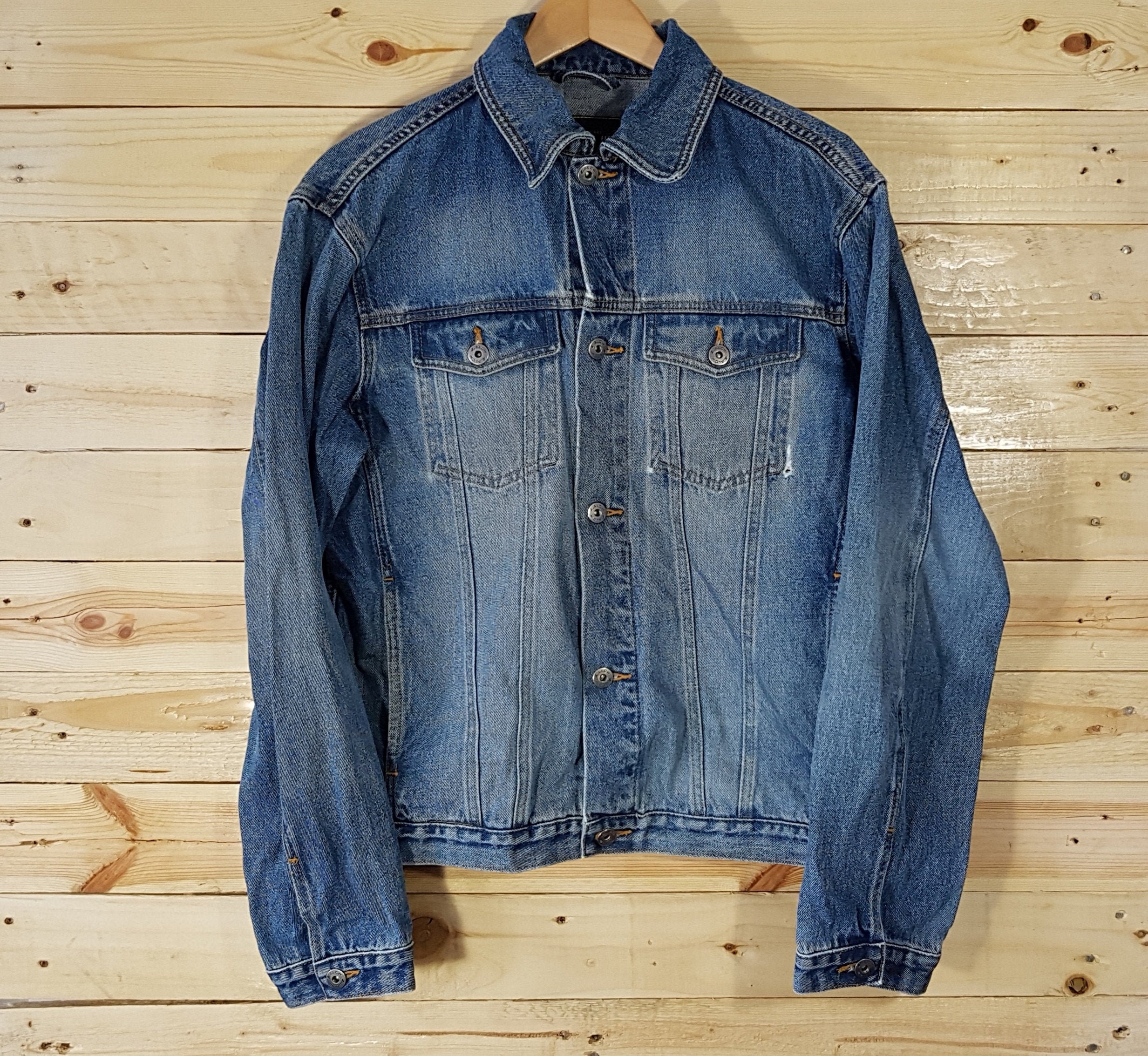 Image of Vintage Mens 1980S Blue Denim Jacket - Medium -Quality Retro Menswear