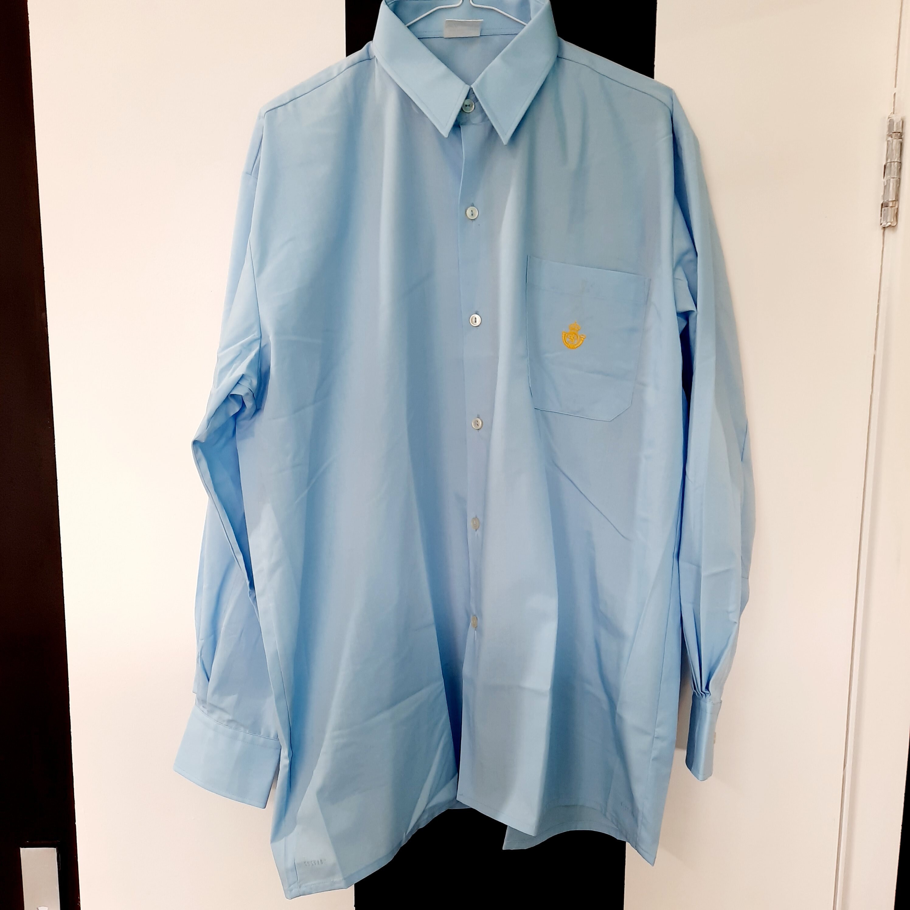 Image of Vintage Mens 1970S Sky Blue Deutsche Post Utility Shirt -xl- Work Wear/Postal - Quality Retro Menswear