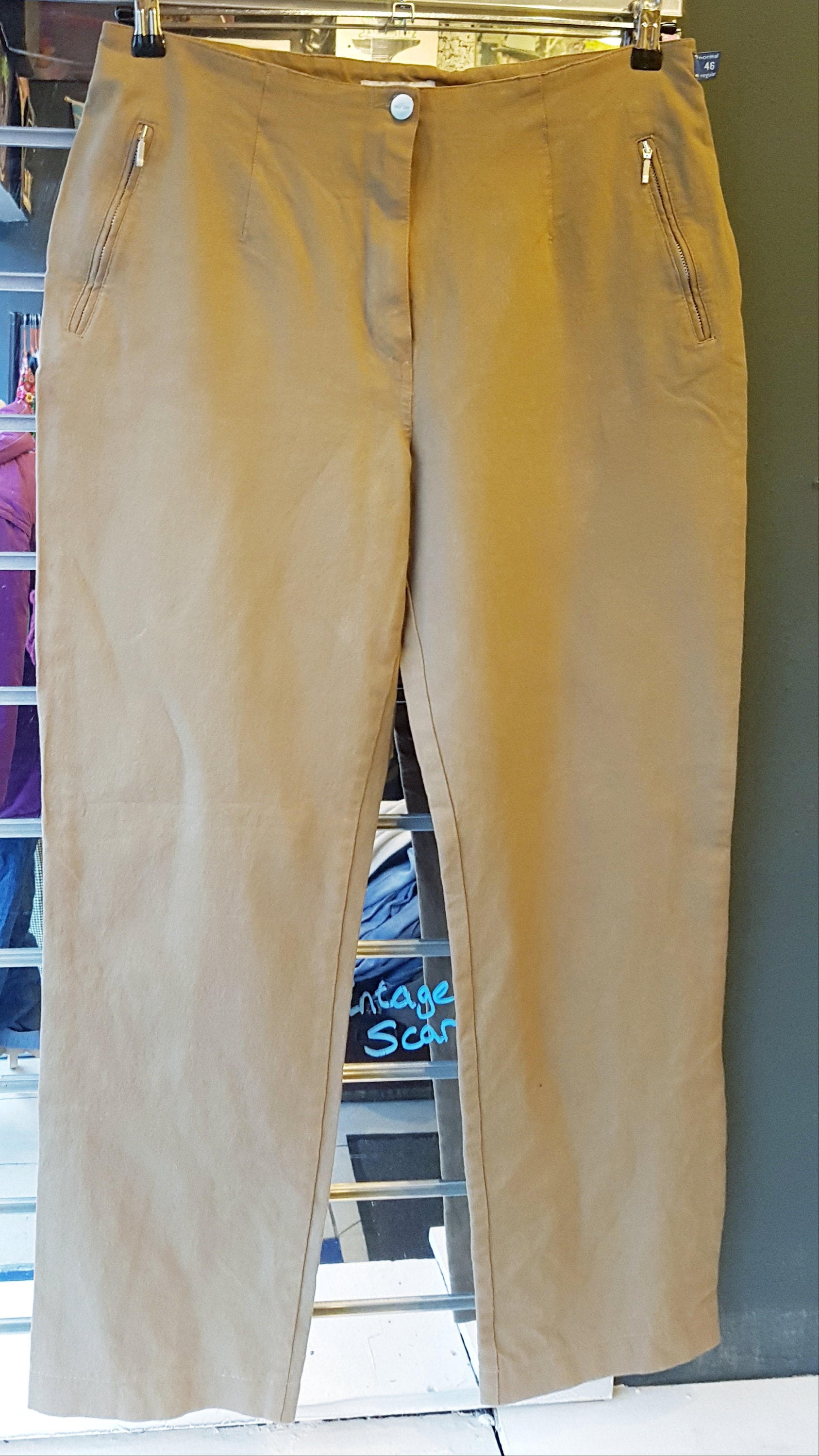 Image of Vintage Womens Brown Heavy Cotton Trousers -Size /Waist " - Quality Retro Pants