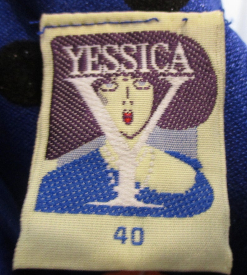 Quality Retro Fashion- Bust 40 1960s Vintage Womens Blue/&Black Glitter Polka dot Dress MEDIUM Size 14 by Yessica