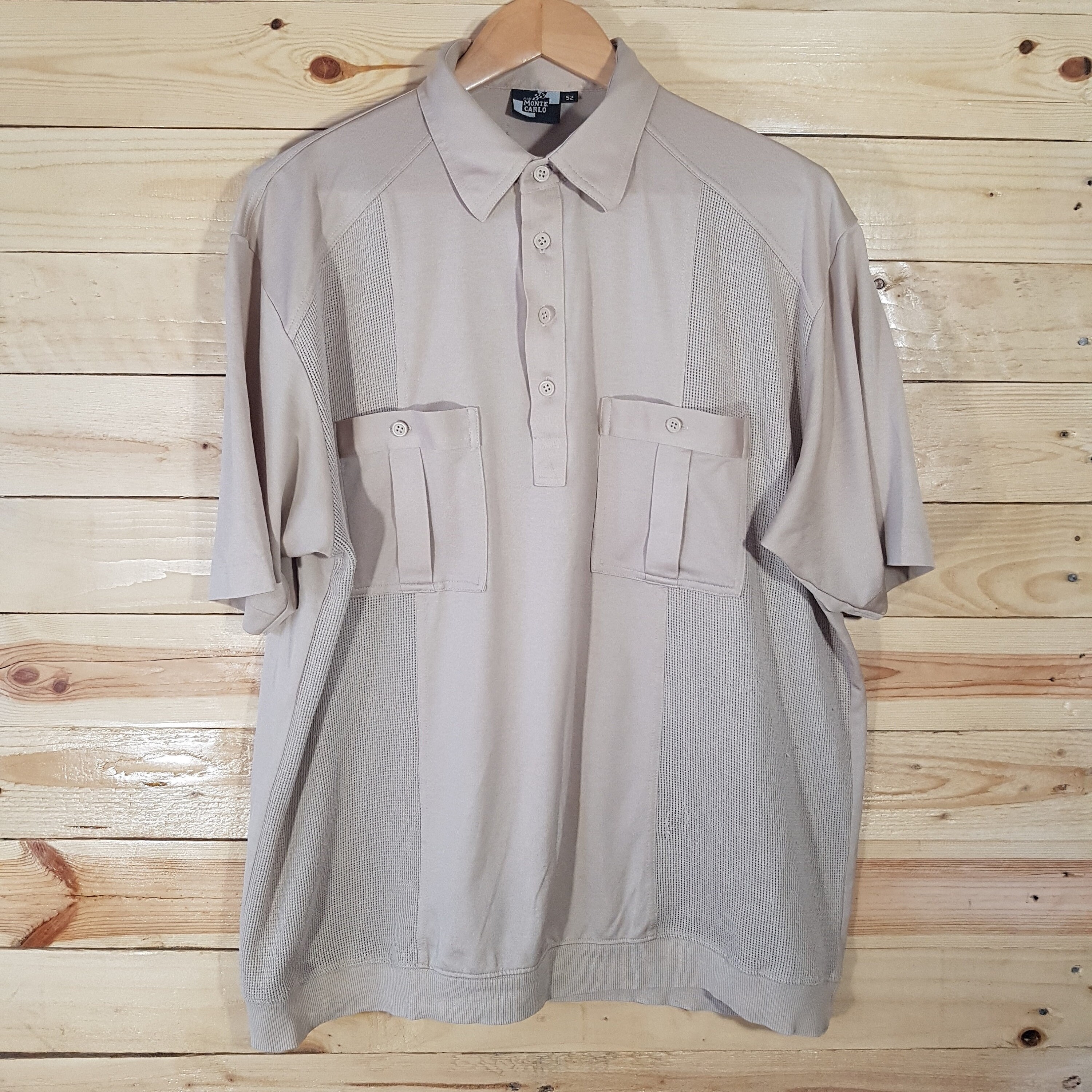 Image of Vintage Mens 1970S Camel Polo Shirt W. Jersey Knit Panels Xl Sports Tee/T-Shirt -Sustainable Retro Clothing