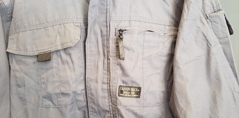 UtilityWork Wear Vintage Mens Blue Workers Chore Jacket Quality Retro Fashion- -LARGE-
