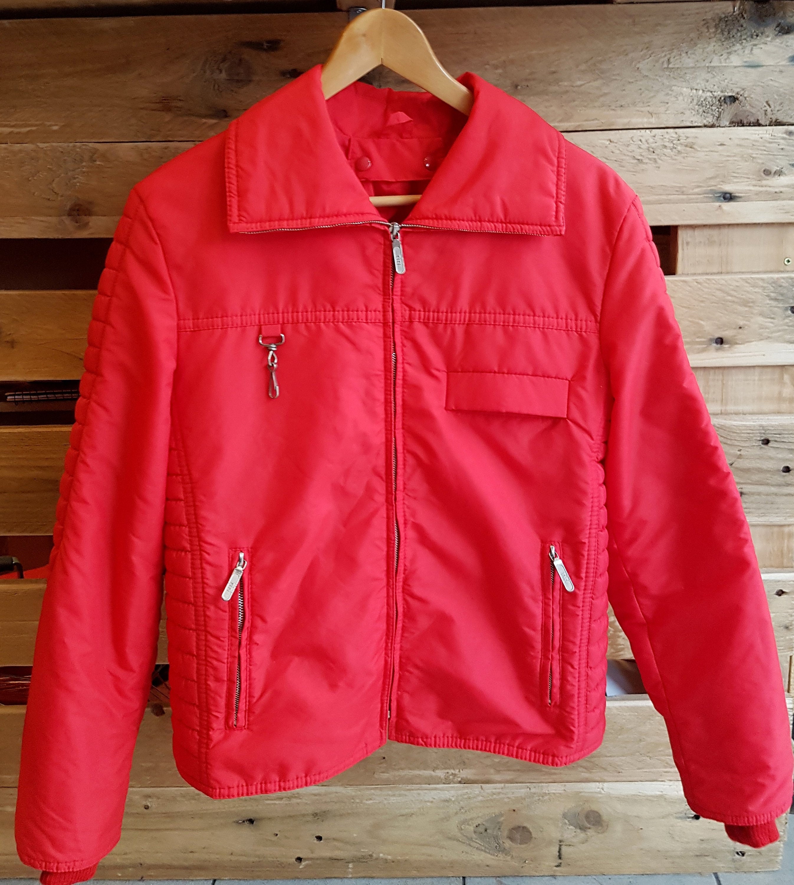 Image of S Vintage Womens Red Nord West Swiss Ski Jacket Size  Winter Sports/Snowboard with Pass Holder -Quality Retro Fashion