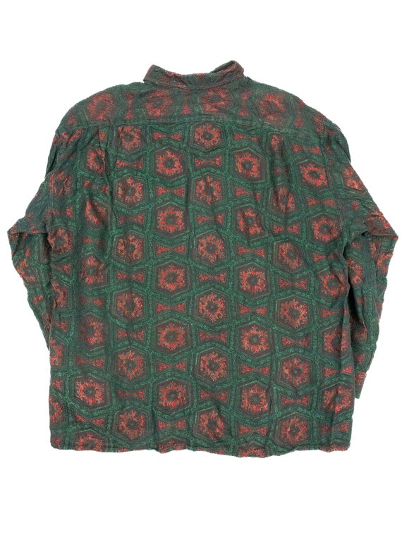Vintage Men's Red & Green Patterned Metallic Yarn… - image 2