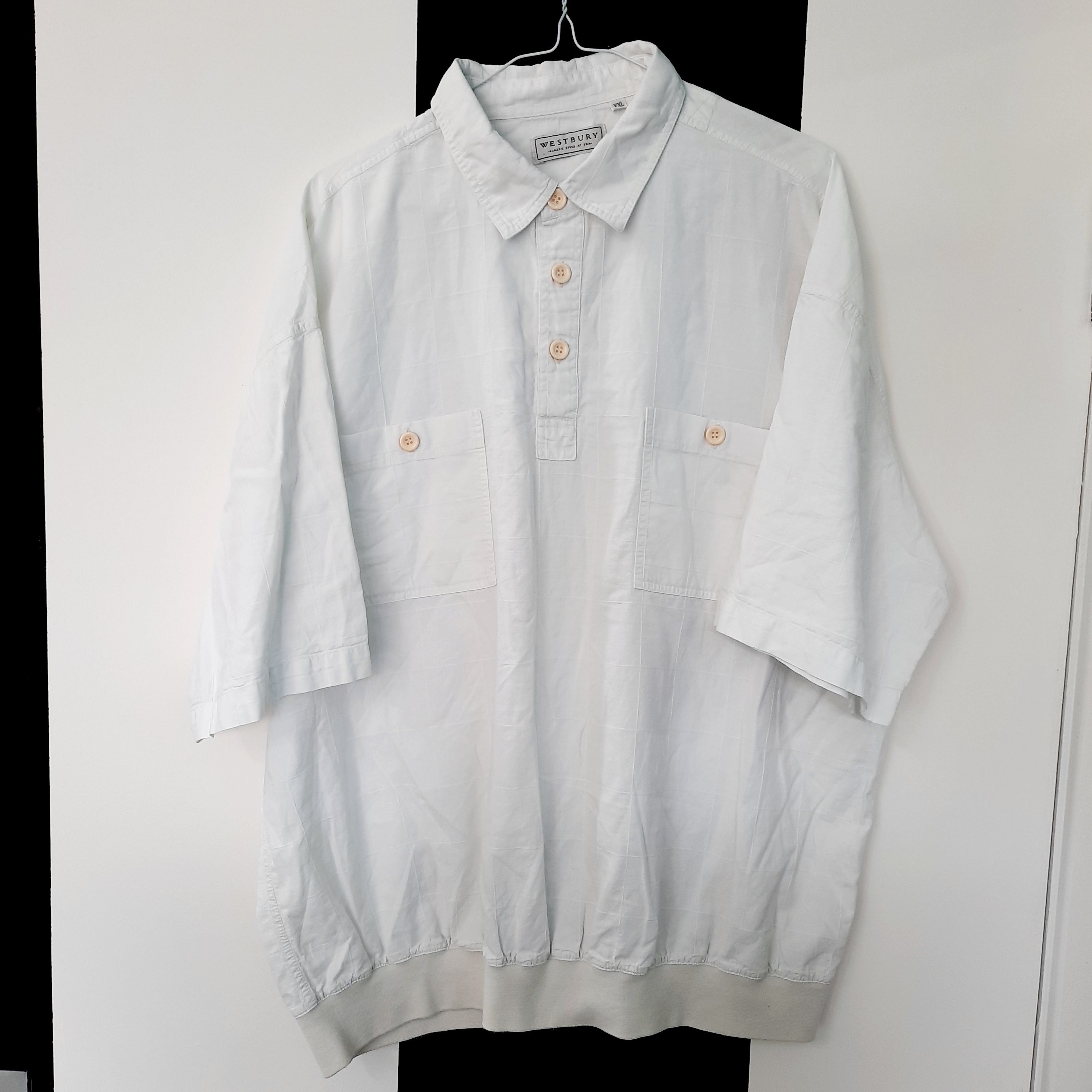 Image of Vintage Mens White Cotton Tennis Shirt -xxl- Sports/Golf - Quality Retro Menswear