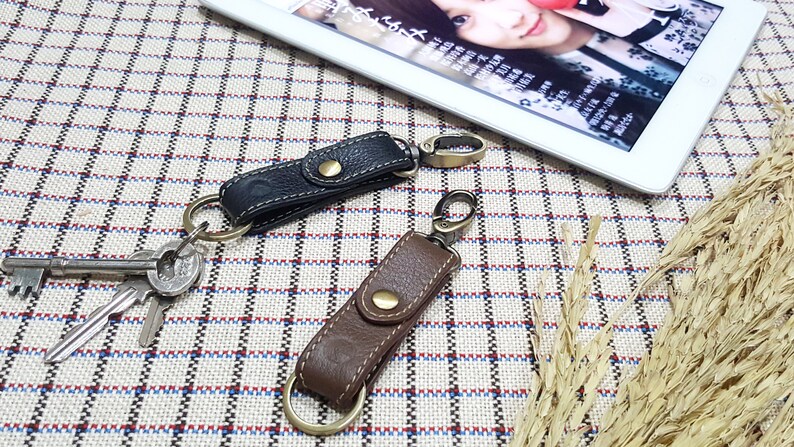 Black Brown Durable Double Layers Leather Quick Release Multifunction Key Holders with Trigger Snap Hook /& O-Ring 2 color choices
