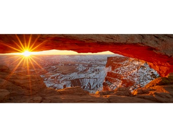 Mesa Arch Dawn - Utah Canyonlands Snow