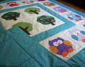 Appliqué Owl Quilt / Unique Baby Gift / Baby Shower Gift / Baby Quilt / Toddler Quilt / Owl Theme